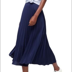 JCrew Navy Blue Chiffon Accordion Pleat Midi